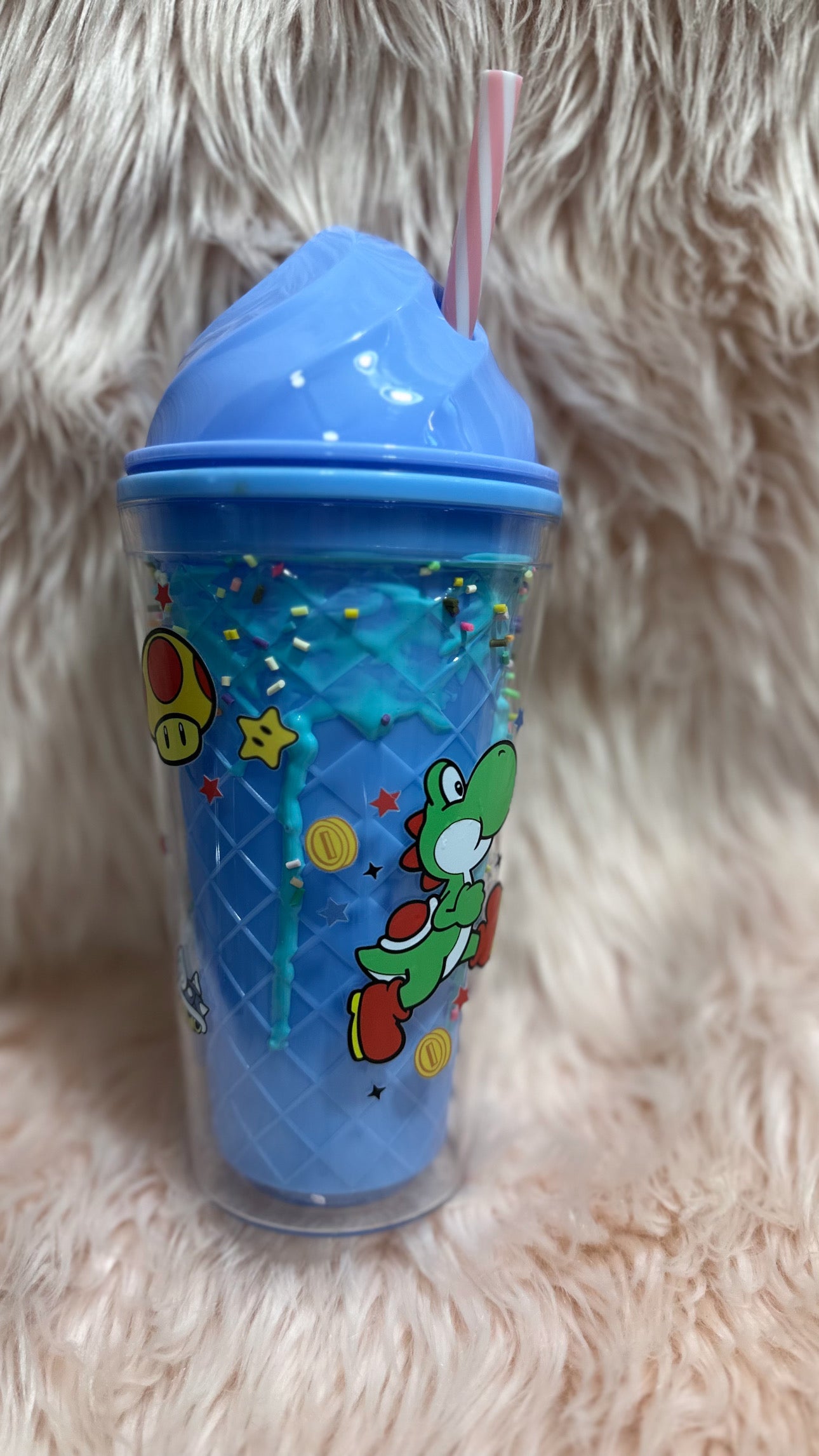 Video Game Character 16 Oz Custom Blue Ice cream cone Tumbler