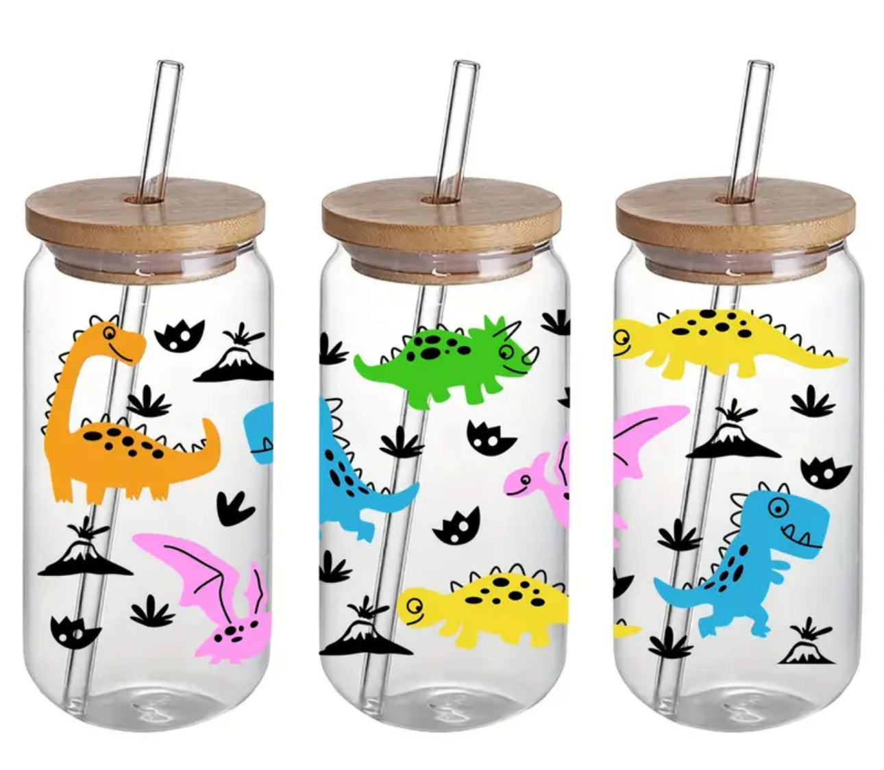 Dinosaur 16 Oz Custom Glass Cup