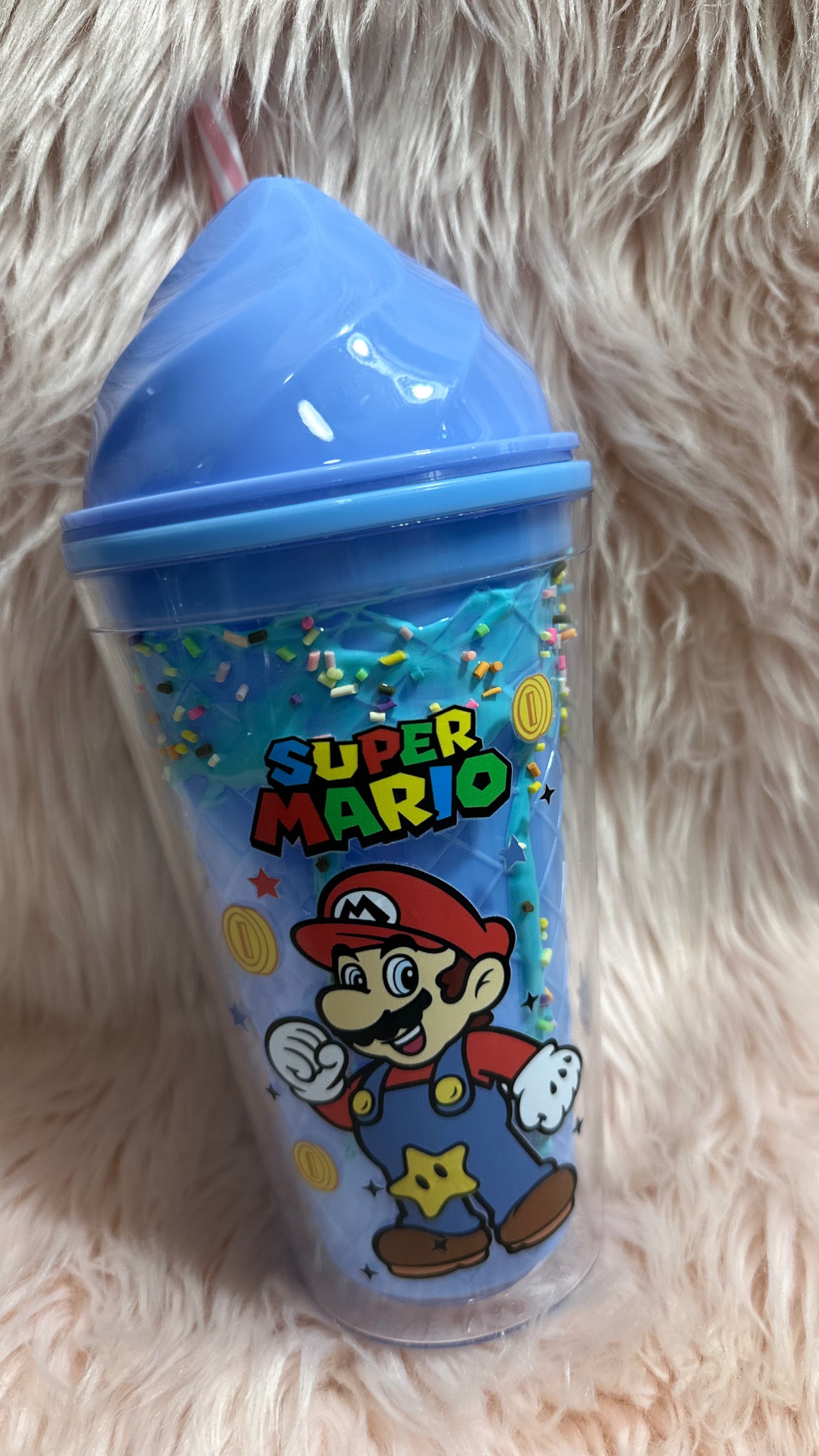 Video Game Character 16 Oz Custom Blue Ice cream cone Tumbler