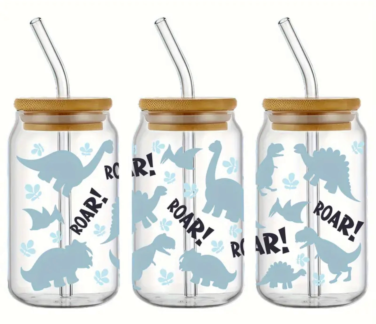 Dinosaur 16 Oz Custom Glass Cup