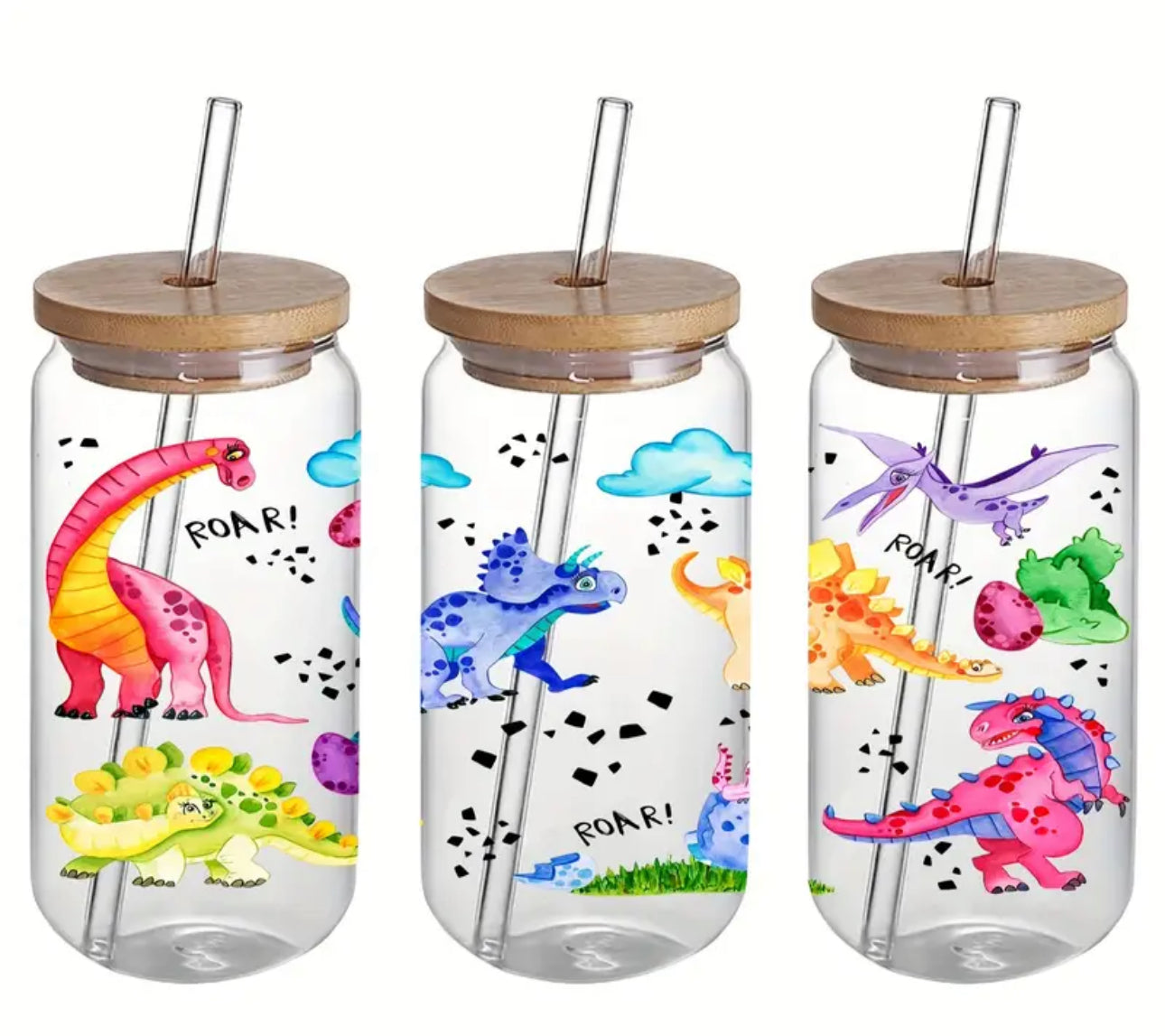 Dinosaur 16 Oz Custom Glass Cup