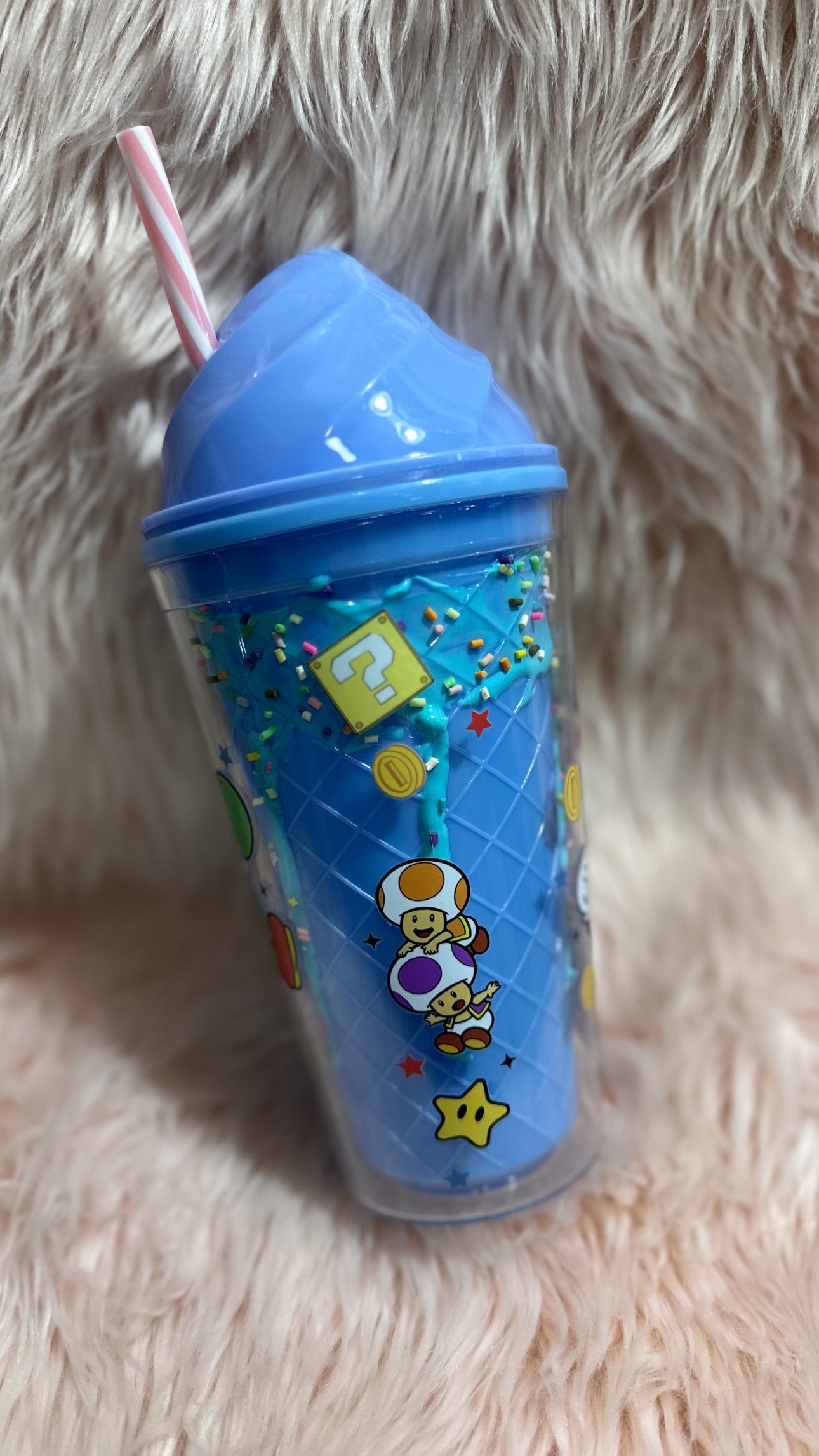 Video Game Character 16 Oz Custom Blue Ice cream cone Tumbler