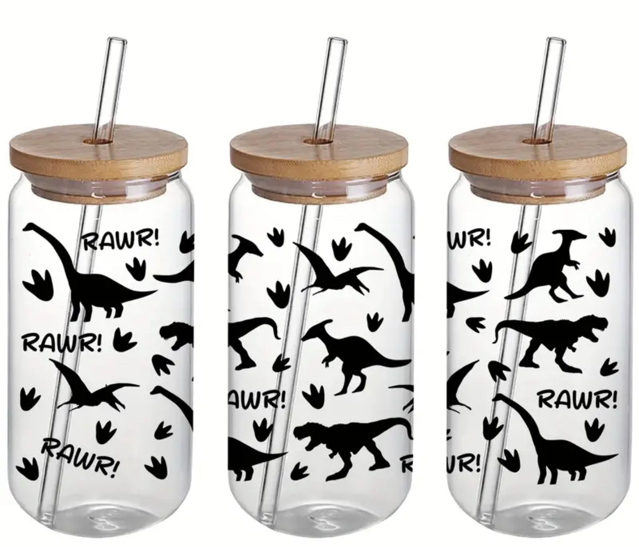 Dinosaur 16 Oz Custom Glass Cup