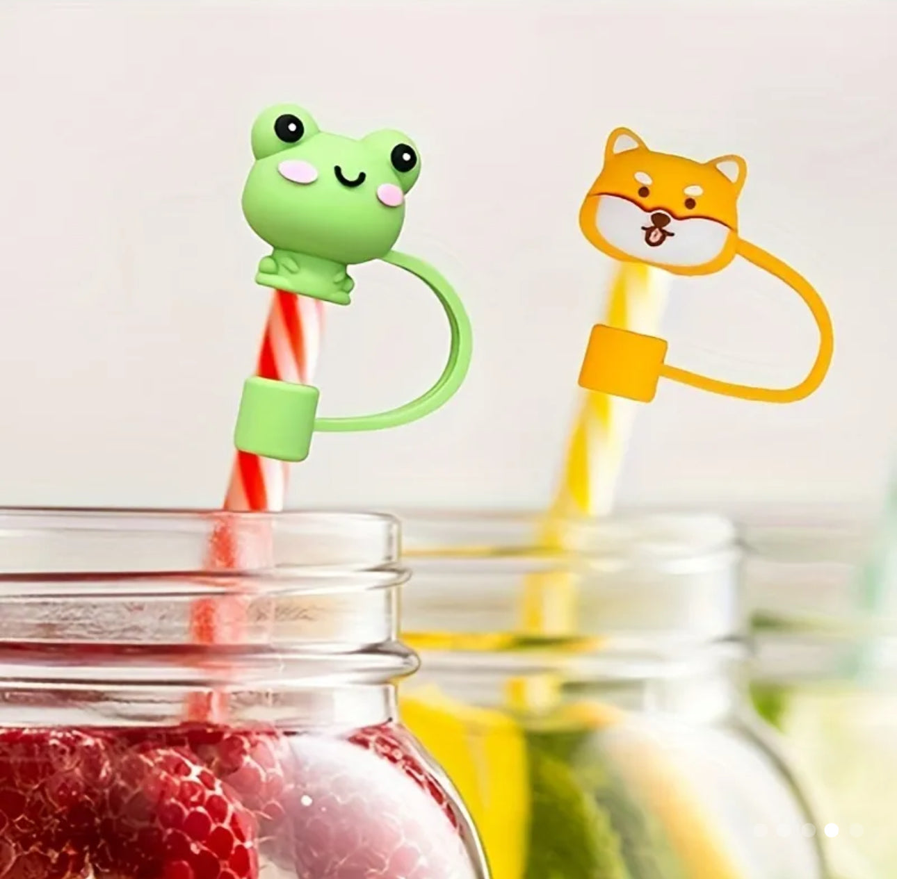 Animal figure straw toppers