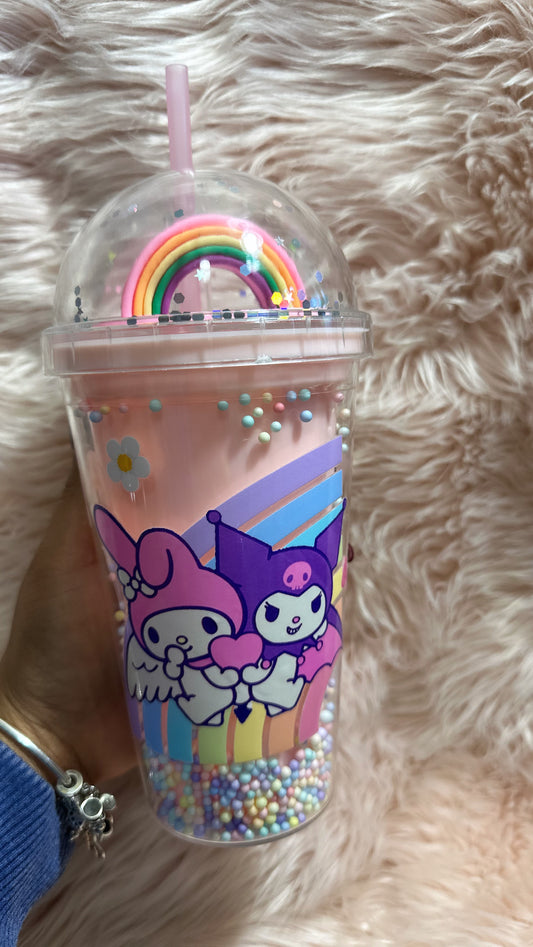 16 Oz Custom Pink Novalty Raimbow Tumbler