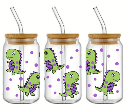 Dinosaur 16 Oz Custom Glass Cup
