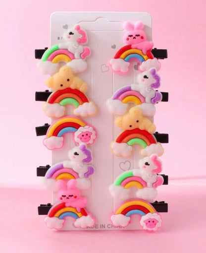 Rainbow, Unicorn and Bear Hair Clip