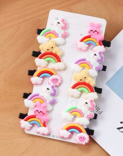 Rainbow, Unicorn and Bear Hair Clip