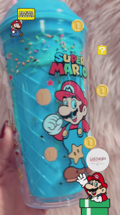 Video Game Character 16 Oz Custom Blue Ice cream cone Tumbler